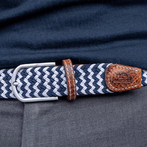 The Casablanca navy blue and white premium Billybelt woven stretch belt