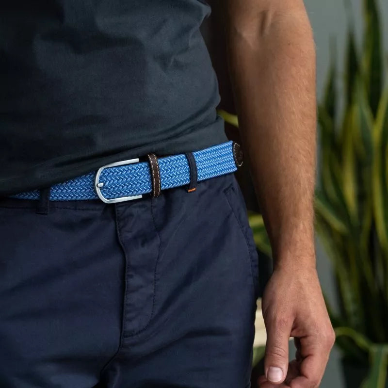 Billybelt The Mykonos blue and white premium stretch belt