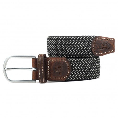 The Vienna  black and white premium Billybelt woven stretch belt