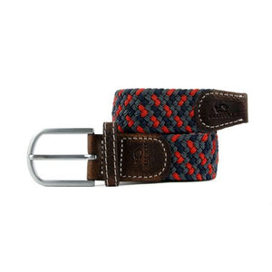 BillyBelt The Vilnius slate grey, navy blue and red premium woven stretch belt