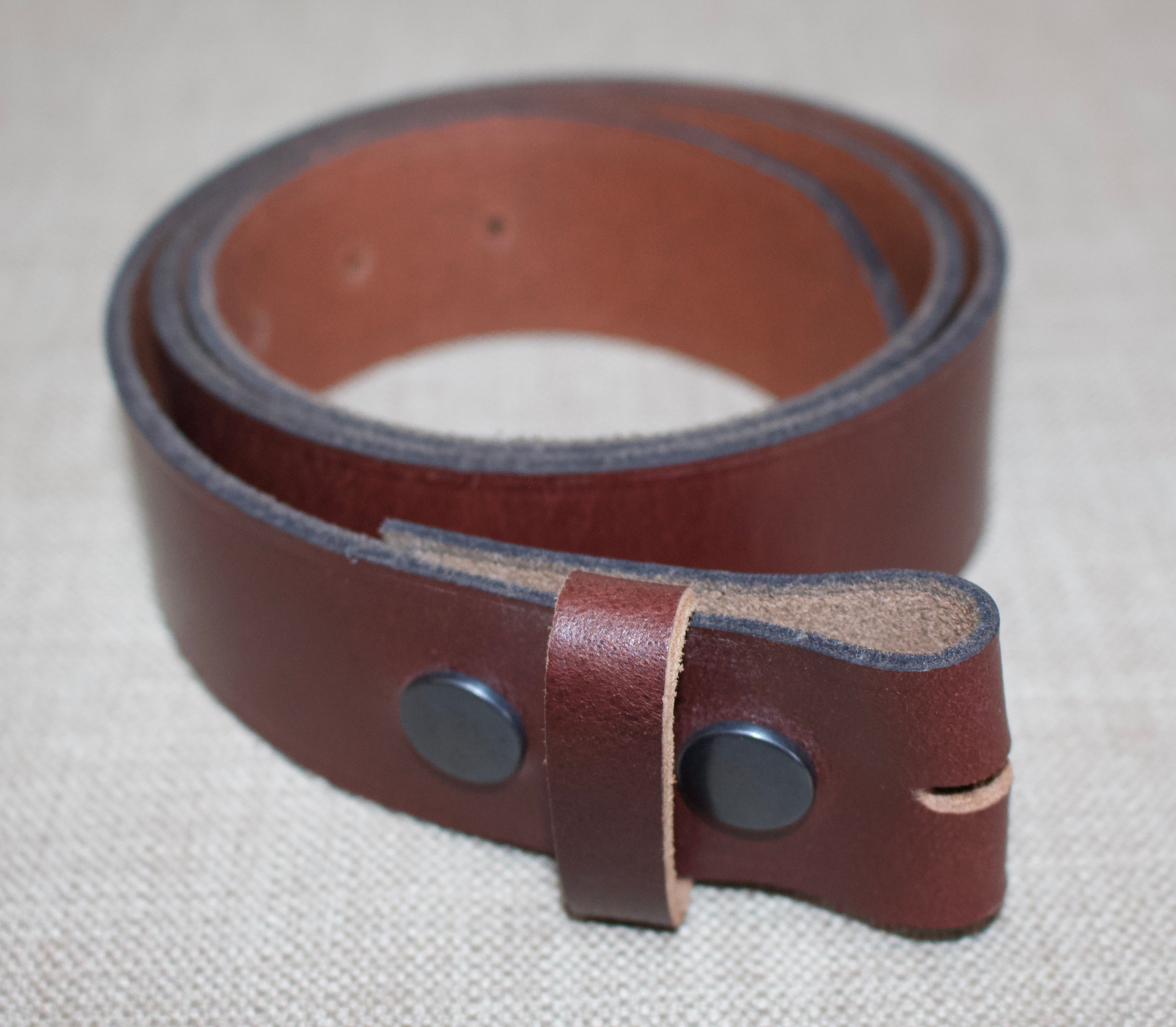 Birchwood Leather Stud Operated Brown 100% Heavy Duty Hide Leather Belt (Without Buckle)