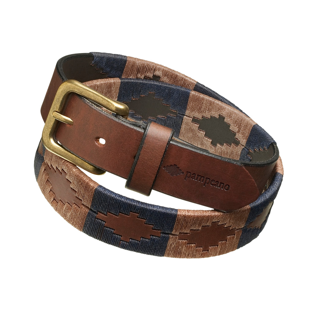 Pampeano Jefe  Navy and Brown Polo Leather Belt