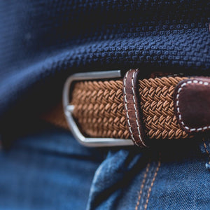 Premium Camel Brown Woven Elastic Stretch BillyBelt Belt