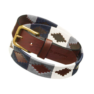 Pampeano Roca Navy, Grey and White Polo Leather Belt