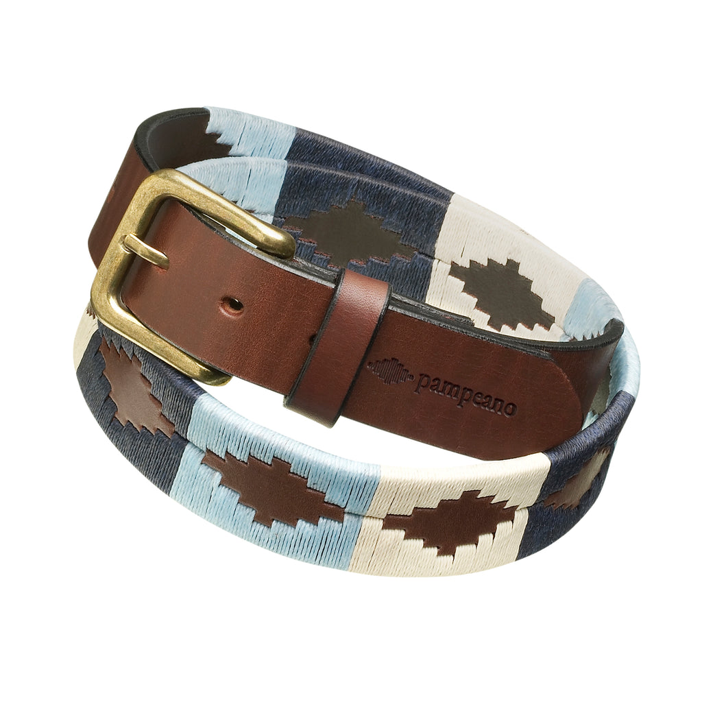 Pampeano Sereno Blue, Navy and Cream Polo Leather Belt
