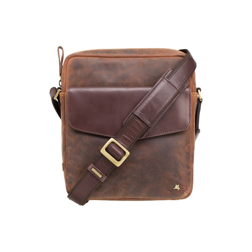 Visconti Vesper A5 Havana Tan Leather Messenger Bag