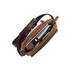 Visconti Vesper A5 Havana Tan Leather Messenger Bag